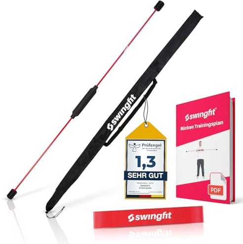 swingfit® Schwingstab [inkl. Tasche, Band & Trainingsplan] - Von Therapeuten empfohlen Swingstick - Gymnastik Schwungstab für Tiefenmuskulatur