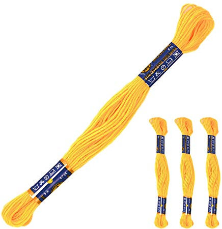3 Docken Stickgarn je ca. 8m Sticktwist 100% Baumwolle Stickerei verschiedene Farbwahl, Farbe :1682 sattgelb