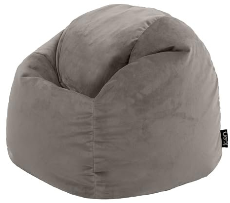 Icon Aurora Sitzsack Kinder, Dunkelgrau, Flauschiger Samtstoff, Sitzsack Samt mit Füllung, Bequemer Kinder Sessel, Kuschelsessel, Lese Sessel, Schlafzimmer, Kinderzimmer, Spielzimmer