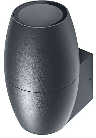 LEDVANCE LED Wandleuchte für 1x GU10 Leuchtmittel, Design Leuchte für Aussen in Kanonenoptik, für 1-seitige indirekte Beleuchtung, aus hochwertigem Aluminium in dunkelgrau, ENDURA CANNON Wall Down