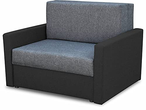bonni Tedi 1 Lehnsessel, Sessel mit Schlaffunktion, Schlafsofa, Klappsofa, Schlafcouch, Bettsofa, vom Hersteller, Couch, Couchgarnitur, Sofagarnitur, Ideal für kleine Wohnungen (Schwarz/Graphit)