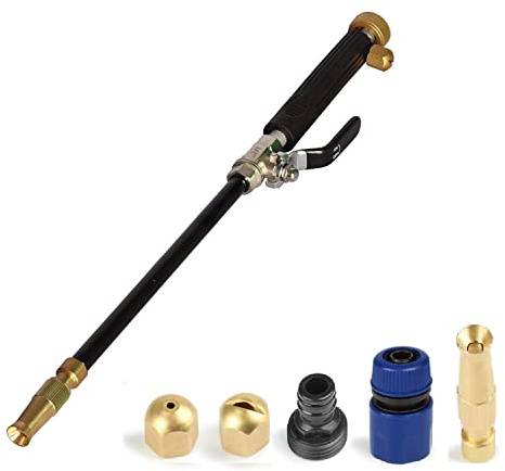 Jet High Pressure Power Washer Gun Extendable Power Home Garden Hose End, Lance Nozzle Cleaning Sprayer Glass Window Cleaning Sprayer Foam Cannon Car Water Washing Wand Extension,5 Tips