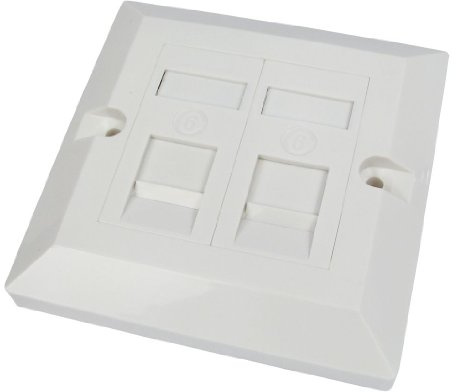 World of Data CAT6 Single Socket Double Port Faceplate - Socket - RJ45 - Ethernet - Network - Face Plate Module 20 Pack