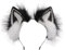 ZFKJERS Handgefertigtes Fell Fuchs Katzenohren Stirnband Fursuit Kopfbedeckung Cosplay Kostüm Party Zubehör (Schwarz-Weiss)