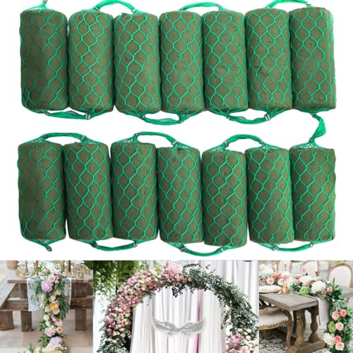 Lyellfe 14pcs Wet Floral Foams 3.5M Foam for Dried Fresh Flowers, Green Sponge Blocks for Arch Door, Table Flower Arrangement Kit, Wedding Decoration