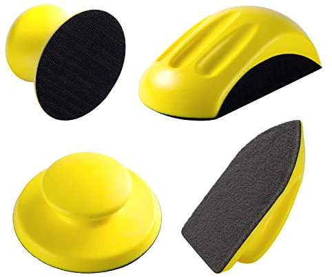 SATC 4PCS Hook and Loop Sanding Block Included 1 Cleaning Brush 5 Inch Round and Mouse Sanding Block Meant for Wood Furniture Restoration Home Arts and Crafts