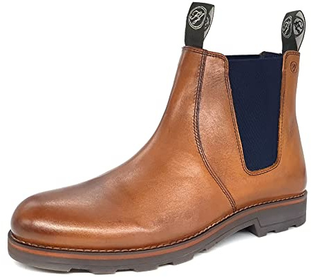 Frank James Brigstock Brogue Leather Pull On Mens Brogue Chelsea Dealer Boots