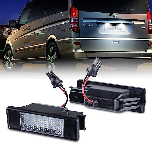 OZ-LAMPE LED License Number Plate Light, License Plate Lamp Taillight for Merceds-Benz Viano Vito Bus Vito Mixto W639 Sprinter W906,18 SMD Error free LED Number Plate Light Bulbs