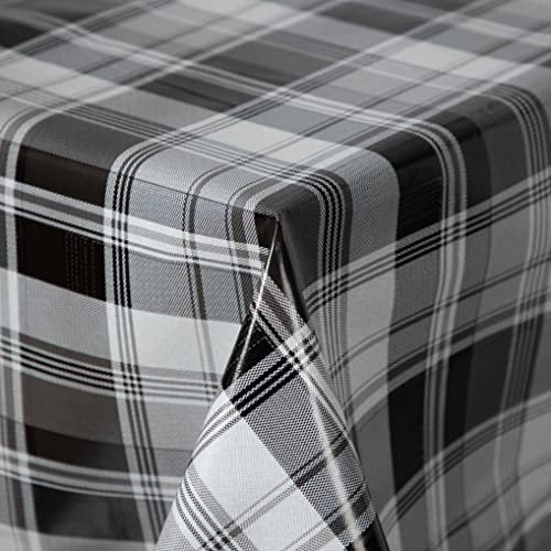 Wachstuch Wachstischdecke Tischdecke, Black and White Series mit Paspelband Kiel Oval 160 x 220 cm, Abwaschbar