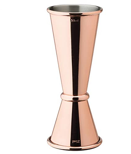 Stainless Steel Jigger Spirit Measure - 25ml/50ml/35ml | Reversible Alcohol Pourer - Perfect Home Bar Accessories for Cocktail Making with Gin, Whiskey & Spirits. (Copper)