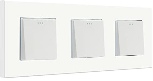 BSEED Triple Interruptor de luz 1 Gang 1 Vía,Blanco Interruptor Integrado con Panel de Plastico,10 Amp Cambio de Botón Rocker Interruptores,Moderno Interruptor de palanca 250V