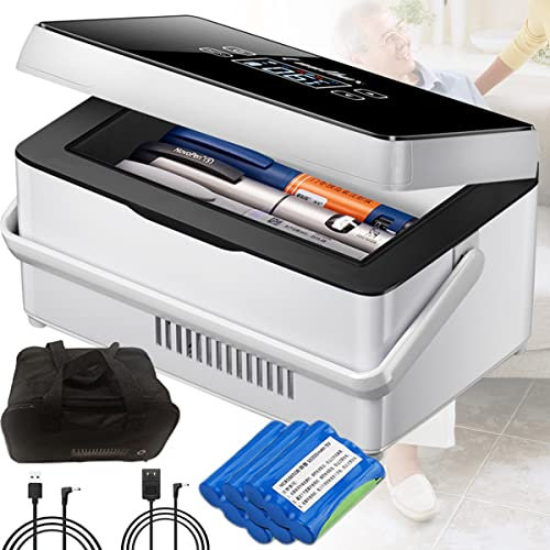 TAHALI Refroidisseur Portable À Insuline Glacière À Médicament Intelligent Mini Compact Frigo À Médicaments Diabétiques pour Maison Voiture Voyage,3Battery