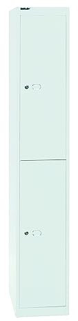 Bisley Garderobenschrank Office mit Schloss aus Stahlblech, 2 Fächer - Spind abschließbar für Sportzeug, Kleidung & Co. - Tiefe: 45,7 cm - Farbe: verkehrsweiß