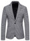 Blazer à carreaux décontracté pour homme - Pied de poule - Manteau de sport décontracté - Revers cranté - Blazer pied-de-poule - 1 bouton - Veste de costume d'affaires - Coupe droite, gris, XL