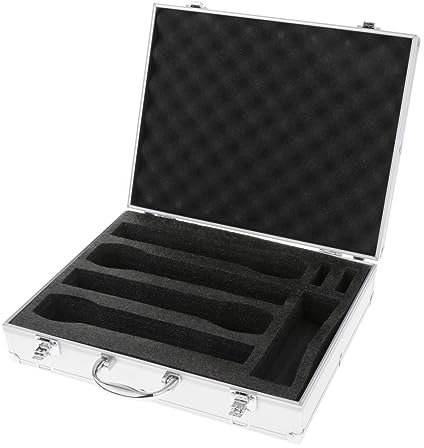 Fonowx Mikrofon-Tragetasche, Mikrofon-Tragetasche, Mikrofon-Tasche, Hartschale, Mikrofon-Tasche für Live-Übertragung, Argent hält 4