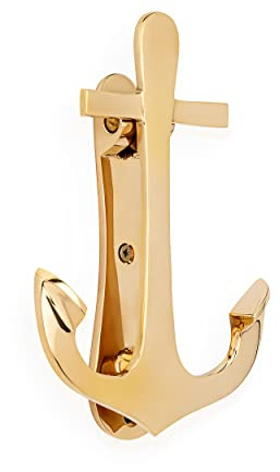 NKlaus Türklopfer aus Messing, Gold, maritim, Anker, 10x15cm, 1 Stück | Klingelersatz, Gewicht 265g, Länge 14,5cm, Breite 10,5cm, Tiefe 2,3cm