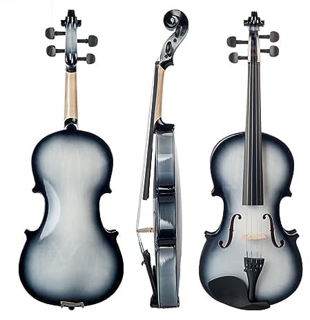 SCTOU Geige 4/4 Akustische Violine In Voller Größe, Lindenholz-Geige, Schwarze Massivholz-Geige Mit Tragetasche, Brasilholz-Bogen (Color : White Bk)