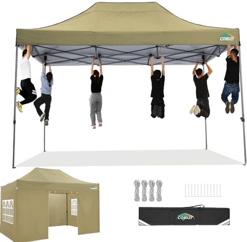 COBIZI Gazebo 3 x 4,5 cm, impermeabile, stabile, resistente all'inverno, 2.0, gazebo 3 x 4,5, 3 x 4,5, tenda per feste, gazebo da giardino, protezione UV con 4 parti laterali, per festival, feste,