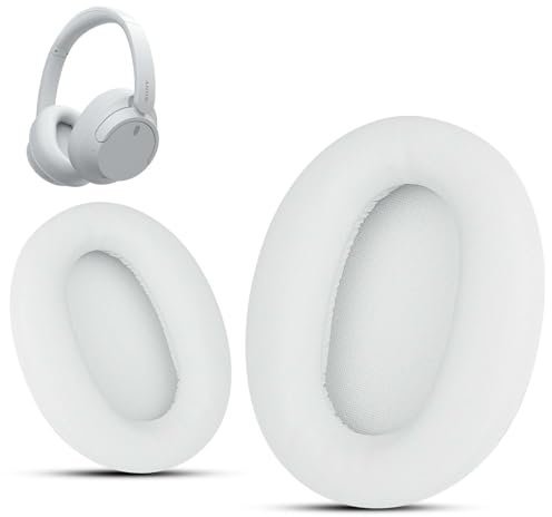 Krone Kalpasmos Ersatz-Ohrpolster für Sony WH-CH720N Kopfhörer, Sony Ohrpolster kompatibel mit Sony WH CH720N, Sony WH-CH720N (CH720N) Ohrpolster mit Protein-Leder-Memory-Schaum, Weiß