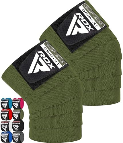 RDX Kniebandagen Krafttraining Fitness, Genehmigt IPL USPA, 200CM Lang Elastisch Knee Wraps Paar Mit Klettverschluss, Kreuzheben Bodybuilding Gewichtheben Kraftsport Powerlifting, Damen Männer