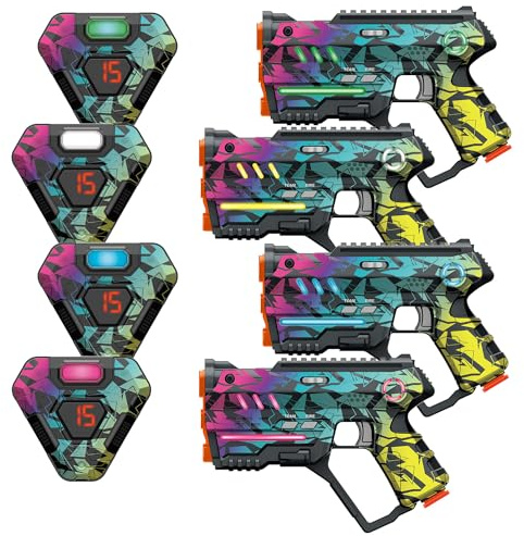 Laser Tag Set of 4, Lazer Tag Game for Kids Indoor & Outdoor Play, Gift Ideas for Kids Teens and Adults, Cool Toys for Teenage Ages 8 9 10 11 12+Year Old Boy & Girls
