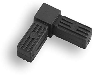 1 Steckverbinder mit Stahlkern - Rohrverbinder für Quadratrohre, Kunststoff/Polyamid, Schwarz (Rechter Winkel, 25 x 25 x 1,5 mm)