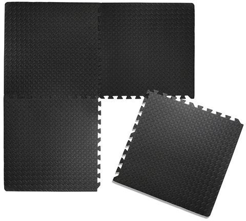 Tapis de Sport de Sol Salle de Fitness, Dalles en Mousse sans BPA, Tapis Sport Fitness Tapis de Protection Antidérapant pour Salle de Gym, Fitness, Sol de Sport, Garage (60x60cm - Noir B,6 Tapis)