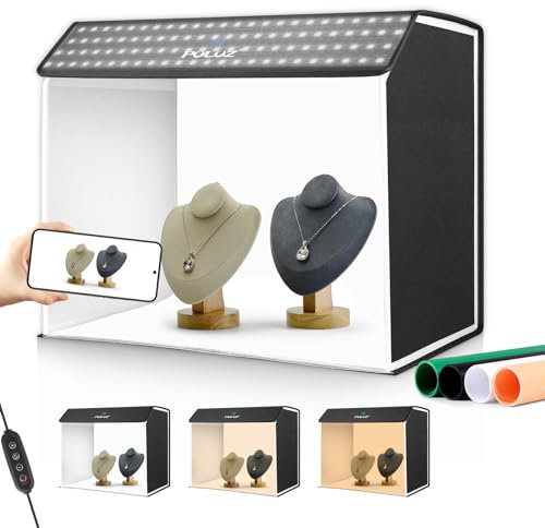 PULUZ Boîte à lumière de Studio Photo 60 x 40CM (23,6 * 14,7 Pouces) Kit de Tente de Studio de Photographie Portable avec 4 Fonds de Couleur 3 Modes de lumière + 10 Niveaux de luminosité