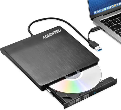 AOMNGBIU USB 3.0 Slim External DVD RW CD Writer Drive Burner Reader Player Optical Drives for Laptop PC DVD Burner DVD Portatil .Windows XP/7/8/10/11MacOS PC, Silent and high Speed