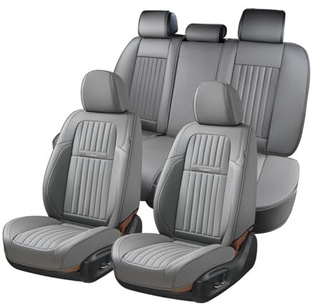 Coverado Autositzbezüge Universal Komplett-Set Autositz Protektor Fit für die meisten Vans Trucks, Kunstleder Automobile Zubehör, wasserdichtes Auto Kissen Fit für die meisten Autos