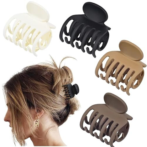 4 Stück Haarklammer Klein,4cm Haarspange Matte,Haarklammer Mittelgroß,Haarklammer Klein,Weiß Braun Hellbraun Schwarz Haarklammern Klein,Haarspangen für Frauen und Mädchen