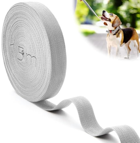 Mbsomnus 15M Gurtband Polypropylen Gurtband 25 mm Hellgrau Gurtband Baumwolle Taschengurt Gurtbänder Wasserresistent Nylonband für Schneiden Nähen DIY Handtaschen Rucksack Gepäckgurten Hundeleinen