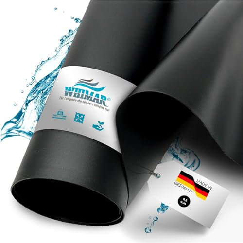 Teichfolie aus PVC, schwarz, hergestellt mit innerer Verstärkung, ungiftig, flexibel, frostbeständig und UV-stabilisiert, Dicke 0,5 mm, hergestellt in Deutschland, verschiedene Größen (6 x 6 m – 0,5