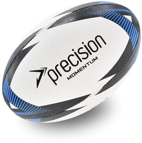 Precision Momentum Rugby Training Ball - White/Black/Blue - 4