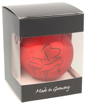 Glas-Weihnachtskugel mit Piano-Motiv, Ø ca. 8 cm (Rot matt)