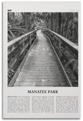 Manatee Park Druck schwarz und weiß, Seekuh Park, Wandkunst, Seekuh Park, Foto, Seekuh Park, Wanddekoration, Florida, USA, Poster, dekorative Malerei, Leinwand, Wandposter und Kunstbild