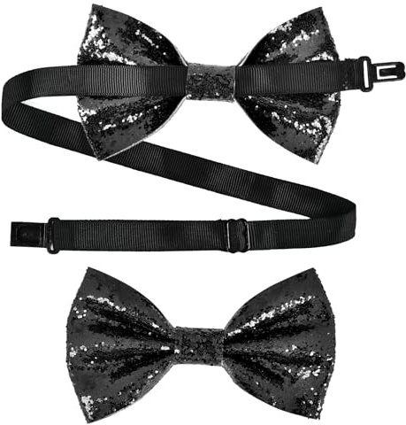 Pailletten Tie, Party Krawatte Fliege, Pailletten Krawatte Fliege, Party Krawatte Fliege Herren, Krawatte Fliege Glitzer, Krawatte Fliege Herren, Verstellbare Fliege, für Party Kostüme(Schwarz)