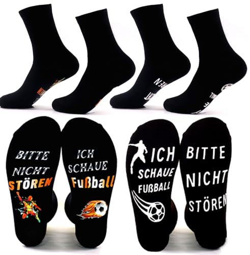 Glamify 2 Paare Football Socks, Grip Socken Fussball Fußballsocken Fußballsocken Anti Rutsch Fussball Socken Männer, 39-45 Socken Bitte Nicht Stören ich Schaue Fussball Socken Lustige Geschenke