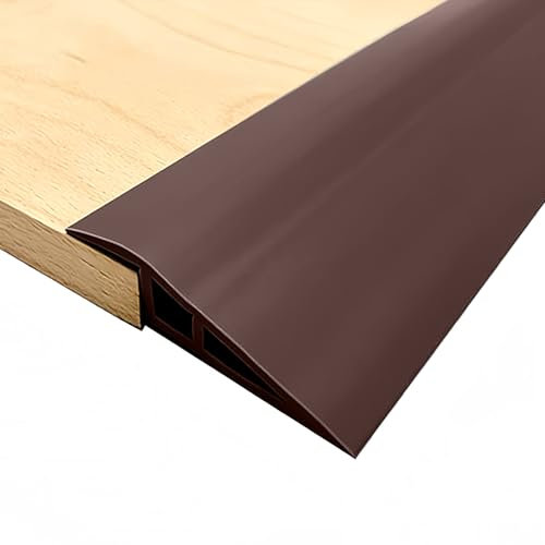 ACESOME Übergangsprofil Selbstklebend, PVC Schwellenrampe, übergangsprofil Höhenausgleich (Geeignete Höhe 12-15mm),Türschwellen Leiste, Boden-Übergangsstreifen zum Abziehen und Aufkleben (Braun, 2m)