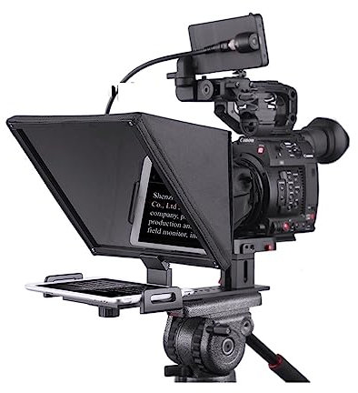 Teleprompter, T12 Teleprompter DSLR Micro Einzelkamera, zusammenklappbares HD-Display, unterstützt vertikale Aufnahme, Online-Prominente, Live-Interview für Online-Unterricht und Live-Streaming