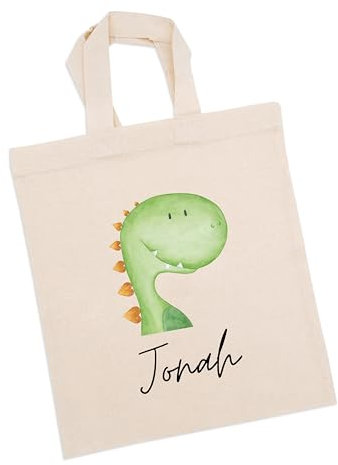 wunderwunsch Stoffbeutel Jutebeutel Kindergarten, Wechselkleidung, Jutetasche Hort, Turnbeutel Schule, Sportbeutel Kinder (Dino, Kindergröße)