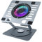 CoolBox CoolAir - Soporte Portatil con Ventilador Silencioso RGB de 11cm, Base Ajustable en Altura y Giro 360º, Refrigerador Portátil con Velocidad Ajustable, Tablets/Portátiles hasta 17.3. Aluminio