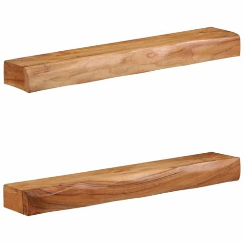 vidaXL Wall Shelves 2 pcs 80x17x8 cm Solid Wood Acacia, floating shelf, wall floating shelf, wall display shelf, wall-mounted shelf, wall shelf unit