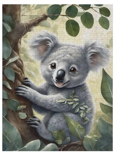 Puzzle Für Kinder, Koala -Puzzles Für Erwachsene, 500-teiliges Holzpuzzle Für Jugendliche, Tolles 55×41cm