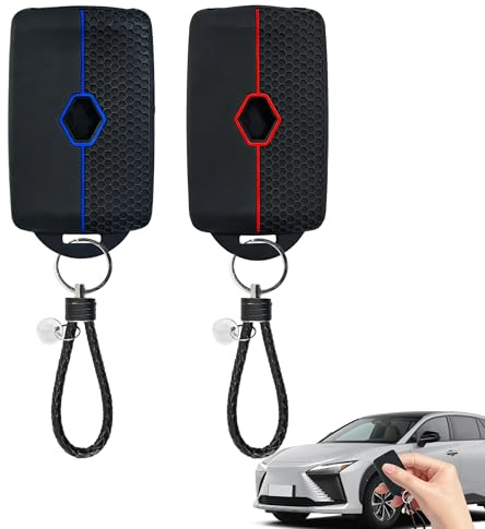2PCS Car Key Cover for Renault, 4 Button Car Key Card Case with Lanyard, TPU Silicone Key Fob Cover Compatible with Clio Megane Koleos Kadjar Captur Espace Dacia Duster