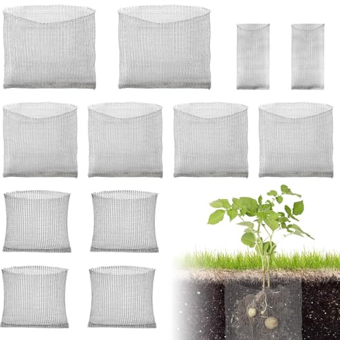 12 Pièces Paniers de Plantation Anti-Campagnol Panier de Protection | Acier Inoxydable Grille Métallique pour la Protection des Végétauxde Fleursde Légumes Protection Racine
