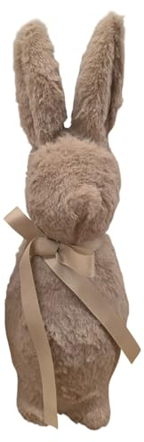 MACOSA AM67850 Osterhase mit Schleife 41cm Fell Braun Kunststoff Dekohase Hase Skulptur Oster-Deko Osterdekoration Figur Dekohase Dekofigur Ostern Dekoration Tischdeko (Braun)