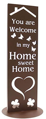 Bentatec Gartenschild Edelrost Dekosäule Home Sweet Home 100cm x 30cm Gartenschild Gartendekoration Dekoratives Element