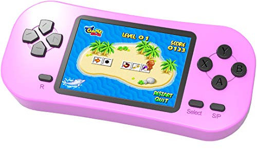 ZHISHAN Console de Jeu Portable pour Enfants Jeu Rétro Classique 218 8 Bits Intégré Système de Jeu Vidéo D'arcade Rechargeable avec écran de 2,5 Pouces Cadeau d'anniversaire de Noël (Rose)