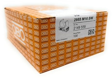 100x OBO Bettermann M16 Quick-Schellen | Klemmschelle | Rohrschelle | anreihbar | tiefschwarz | 16mm | 100 Stück